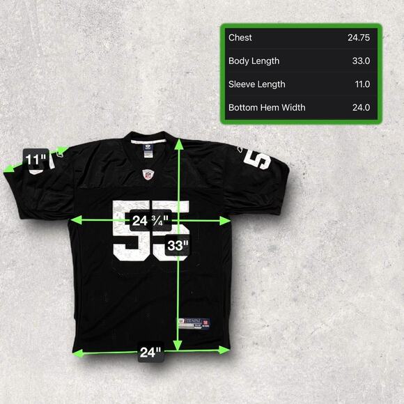 ★ Reebok x NFL Las Vegas Raiders Rolando Mcclain  Black & White Jersey ★ - Picture 5 of 7